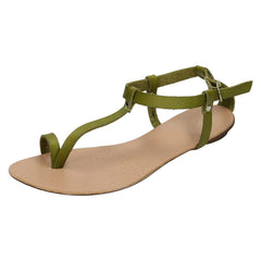 Ladies Spot On Flat Toeloop Sandal Ankle Strap