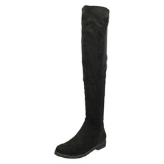 Ladies Spot On Flat Knee High Boots