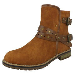Ladies Spot On Low Heel Ankle Boots F50708