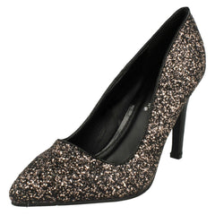Ladies Anne Michelle Pointed Toe Glittery Court Shoes