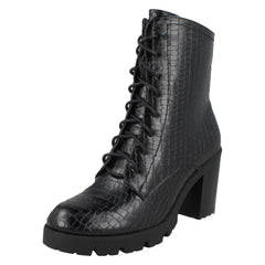 Ladies Spot On Lace Up Ankle Boot F51013