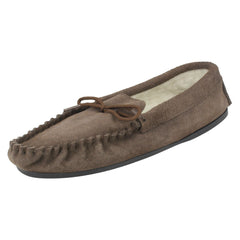 Mens Spot On Vamp Moccasin Fleece Lined Slippers