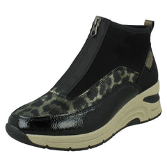 Ladies Rieker Wedge Heel Casual Front Zip Trainer Boots N9362