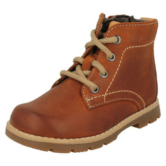 Infant Boys Clarks Lace Up Detailed Ankle Boots Comet Rock Inf
