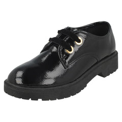 Girls Spot On Lace Up Mid Heel Shoes