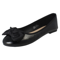 Ladies Spot On Flat Bow Detailed Ballerina Casual Shoes F80512