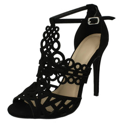 Ladies Anne Michelle Cut Out Detail Open Toe Heels
