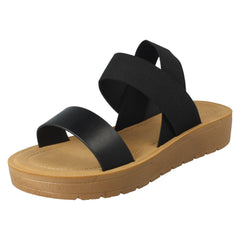Ladies Savannah Elasticated Heel Summer Sandals F00447