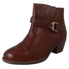Ladies Clarks Zip Fastening Block Heeled Smart Casual Ankle Boots Neva Buckle