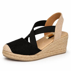 Ladies Savannah Comfort Cross Strap Espadrille Wedge Sandals F2314