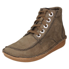 Ladies Clarks Lace Up Casual Ankle Boots Funny Cedar