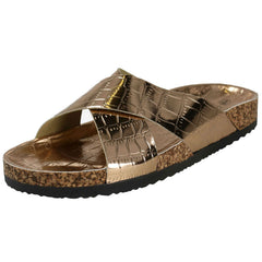 Ladies Spot On Open Toe Slip On Mule