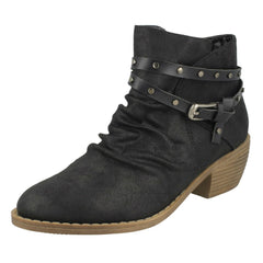 Ladies Down To Earth Rouched Ankle Boots F50948