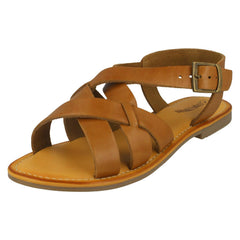 Ladies Leather Collection Buckle Slingback Sandals F00229