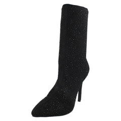Ladies Anne Michelle High Heel Diamante Studded Calf Boots