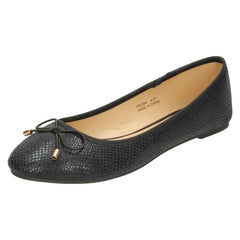 Ladies Spot On Bow Trim Ballerinas