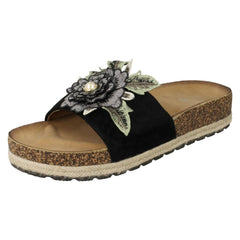 Ladies Spot On Flower Trim Mules