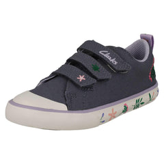 Childrens Clarks Pattern Detailed Canvas Shoes Foxing Lo