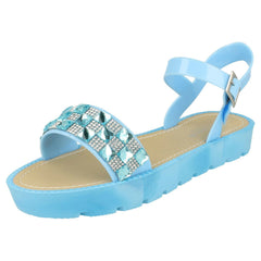 Ladies Savannah Diamante and Jewel Trim Flat Mules