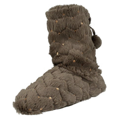 Ladies Spot On Sequined Slipper Boots