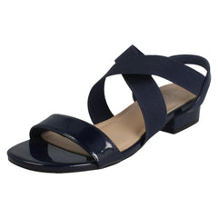 Ladies Spot On Slip On Cross Strap Low Heel Smart Sandals F12082