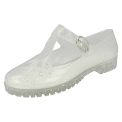 Ladies Spot on T-Bar Jelly Shoe with Cut Out Flower Detail