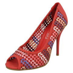 Ladies Spot On Heeled Peep Toe Court Shoe