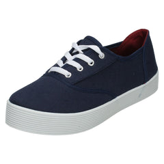 Girls Spot On Canvas Lace Up Platform Shoes
