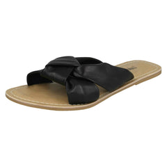 Ladies Leather Collection Knot Vamp Mule Sandals