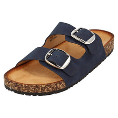 Ladies Down to Earth Low Flatform Dual Buckle Mule Sandal F12090