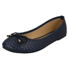 Ladies Spot On Weaved Design Ballerinas F80381