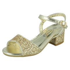 Girls Spot On Mid Block Heel Sandals H1114