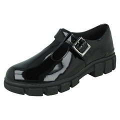 Girls Clarks Chunky Sole T-Bar School Shoes Evyn Bar K
