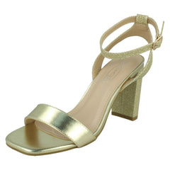 Ladies Spot On High Heel Sandal with Buckle Ankle Strap F12044