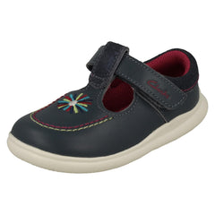 Girls Clarks Embroided Detailed T-Bar Shoes Crest Prom