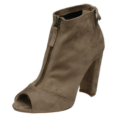Ladies Spot On Peep Toe Ankle Boots