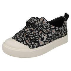 Girls Clarks Pattern Detailed Canvas Shoes City Bright