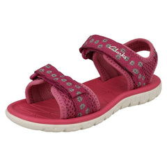 Childrens Clarks Pattern Detailed Adjustable Sandals Surfing Tide
