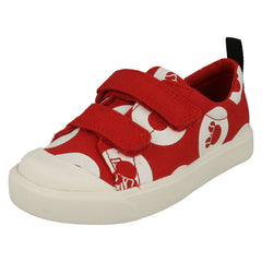 Childrens Boys Girls Clarks Disney Detailed Canvas Shoes City Polka Lo