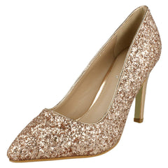 Ladies Anne Michelle Pointed Toe Glittery Court Shoes