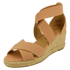 Ladies Savannah Elasticated Strap Wedge Heeled Sandals F2300