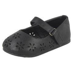 Girls Spot On Flat Ballerina Shoes with Cut Out Flower Detail
