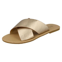 Ladies Savannah Flat X Strap Mules