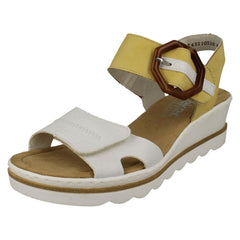 Ladies Rieker Buckle Detailed Wedge Heeled Sandals 67476