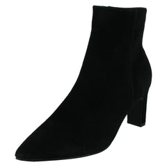 Ladies Spot On High Heel Leather Ankle Boots with Pointed Toe Inside Zip F51213