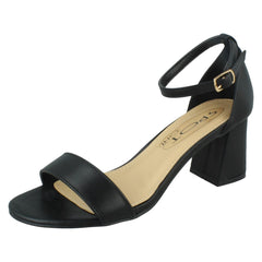 Ladies Spot On Mid Block Heel Sandals F12012