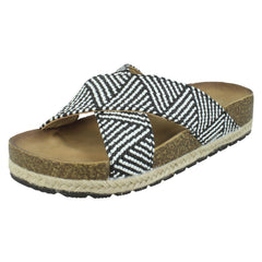 Ladies Spot On Mid Flatform Mules F10959