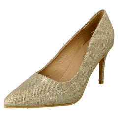Ladies Spot On Wide Fit Court High Heels F90110
