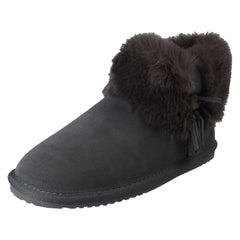 Ladies Hush Puppies Memory Foam Leather Warm Lined Bootie Slippers Ayana