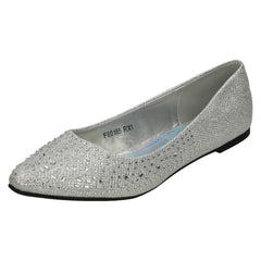 Ladies Anne Michelle Diamante Flat Ballet Shoe